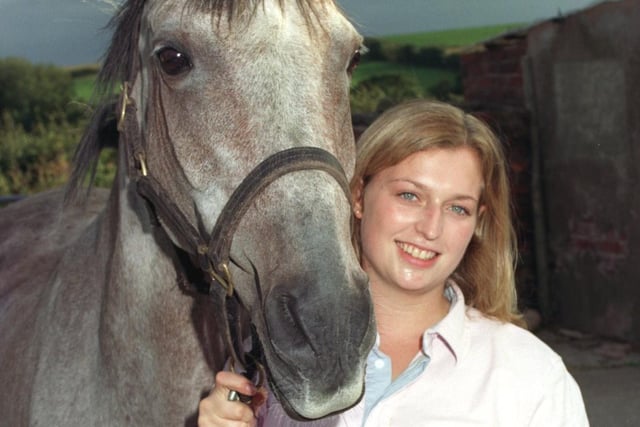 Catherine Henstridge with one of her horses. She was a student vet  in 2001 who was off to Kenya to study grazing animals.