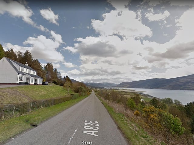 Mobile camera location on the A835 north of Morefield, near Ullapool, Highland