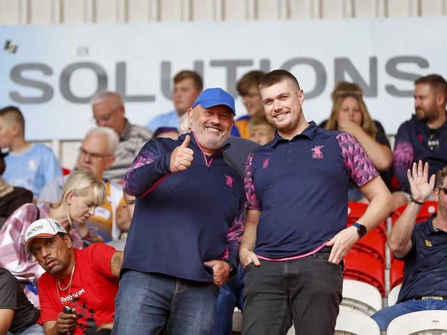 Mansfield Town fans enjoy the 3-1 win at Doncaster Rovers.