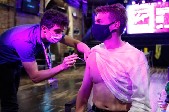 This nightclub has been turned into an NHS Covid-19 vaccination centre for under-30s. (PHOTO BY: Hollie Adams/Getty Images)