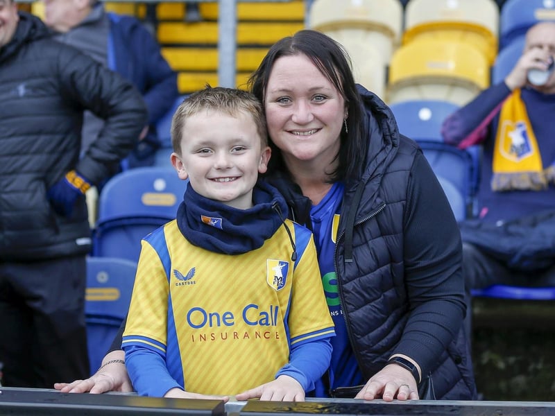 Mansfield fans at the Sky Bet League 2 match against Newport County AFC at the One Call Stadium, 18 Nov 2023 Picture credit  -  Chris & Jeanette Holloway / The Bigger Picture.media:Mansfield Town fans enjoy the 2-0 win over Newport County.
