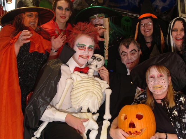 Warsop Co-op Store Manager Callum Flinton, front left, was joined by staff in 2006 for a Halloween themed charity day to raise funds for 1st Warsop Girl Guides.