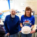 Mansfield's aphasia support group celebrated its 10th anniversary this week. Pictured from left: chairman Martyn Adams, secretary Fran Green and treasurer John Horton.