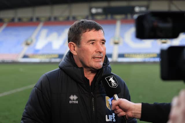 Nigel Clough after the Sky Bet League One match against , Wigan Athletic FC at the Brick Community Stadium, 11 Apr 2026, Photo Chris & Jeanette Holloway / The Bigger Picture.media