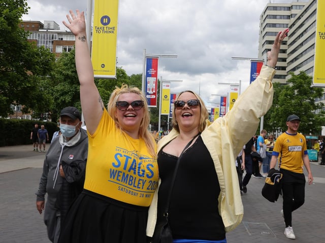 Stags fans enjoy the pre-match atmosphere.