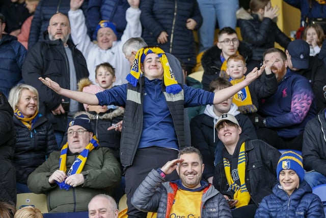 Mansfield fans at home for the Sky Bet League 2 match against Gillingham FC at the One Call Stadium on Saturday 11 Feb 2023.
Photo credit Chris Holloway / The Bigger Picture.media:Mansfield Town fans enjoy the win over Gillingham.
