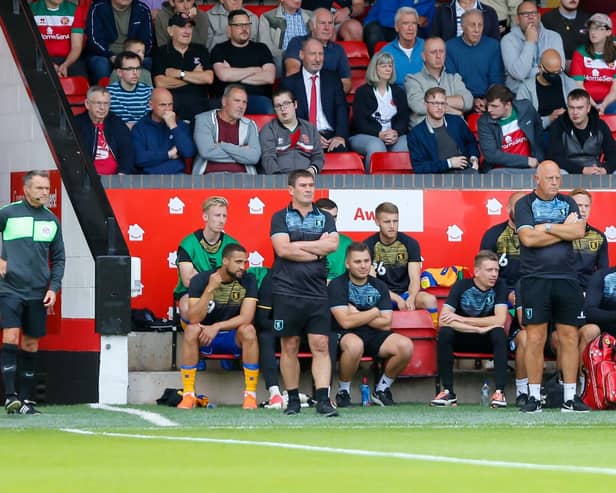 A frustrated Nigel Clough can only watch as Mansfield Town slip to defeat at Walsall.