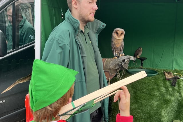 Falconry was a popular feature, especially for this young Robin Hood in the crowd.
