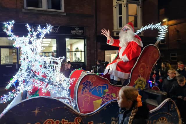Santa led a parade through the town. Photo by The Nugget.