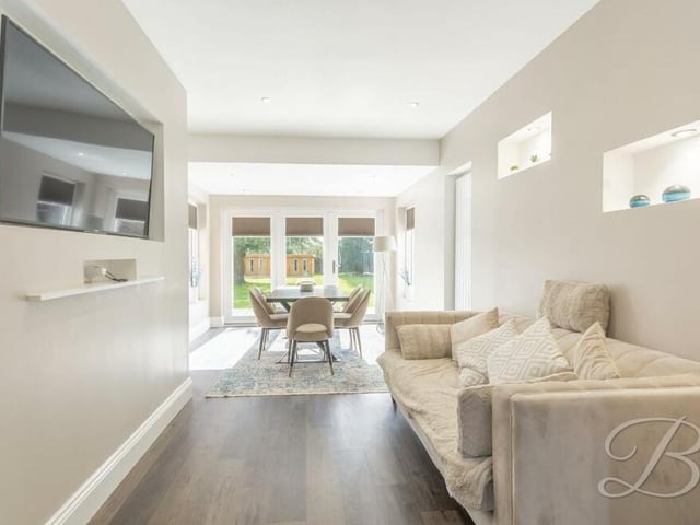Next stop at the £825,000 property is the comfortable dining room, which also boasts bi-fold doors leading out to the garden.