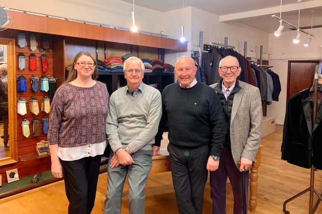 Sanders is shutting up shop after nine decades. Pictured (from left): staff members Helen Kirk, Stuart Gaunt, Robert Sanders and Brian Sanders.