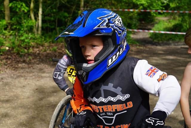 Ezra loves being out on the BMX track.