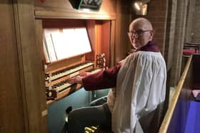 Gordon Foster at the organ at St Simon and St Jude's Church in Rainworth, where he has played for 50 years.