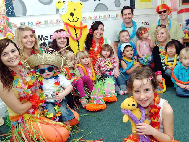 Staff and youngsters who attend the Smarties Day Nursery on Nottingham Road pictured during their themed Children in Need fundraiser in 2009.