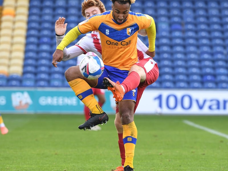 Nicky Maynard tussles with Stevenages Arthur Reid in the 2019/20 version.