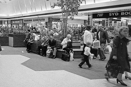Mansfield Four Seasons Shopping Centre in 1980. The shopping centre remains a major retail hub in the heart of Mansfield, with over 40 stores including key retailers like Primark, Boots, River Island, and JD Sports. In August 2022, the shopping centre was purchased by the Martin Property Group.