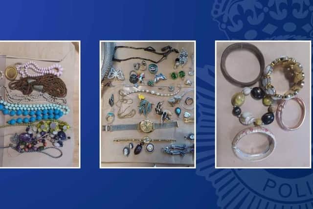 Detectives are hoping to trace the owners of a selection of distinctive jewellery found in the bag of a jailed burglar