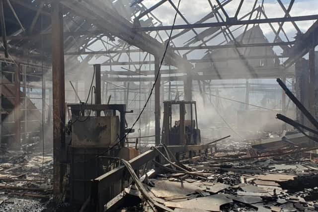 Devastating images show the aftermath of the fire at Savanna Rags, Mansfield.