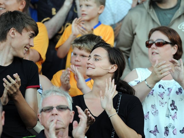 Mansfield Town fans watch the 2-1 win over Sheffield Wednesday on 24 July 2018.