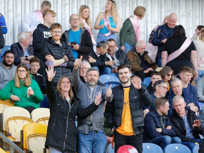 Mansfield Town fans at the last home game of the season on 29 April 2023.