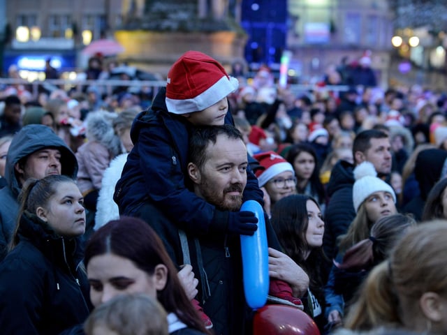 Families wrapped up warm at the Mansfield Christmas lights switch-on 2019