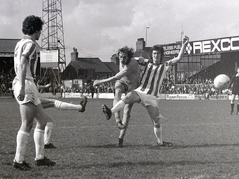 Gordon Hodgson in Mansfield 1976 kit. In this year Kettering Town were threatened with a £1,000 for wearing a kit with a short sponsor against Bath City in January 1976.