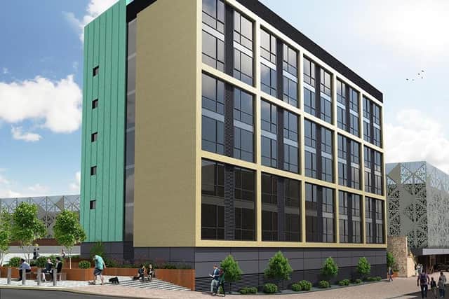 An artist's impression of the hotel at Stockwell Gate North in Mansfield.