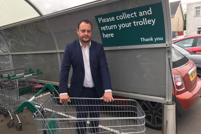 Ashfield District Council leader Coun Jason Zadrozny with a trolley