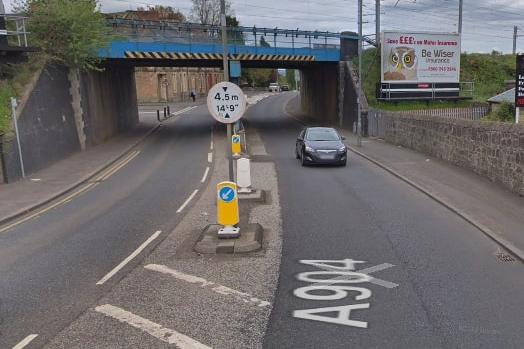 Steel strengthening and repainting work on the railway bridge over the A904 Kerse Lane in Falkirk is set to last until February 26, 2021. Picture: Google.