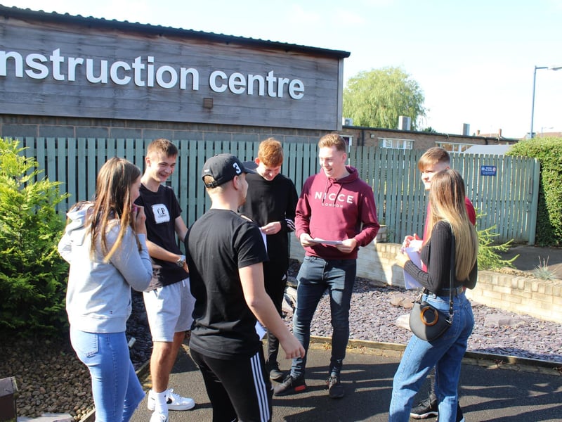 Manor School pupils celebrate on exam results day.