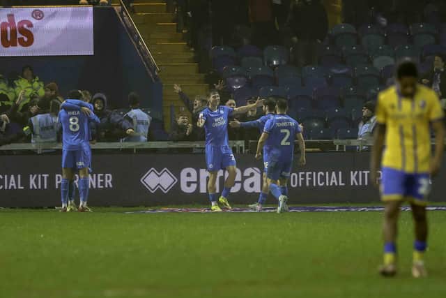 Posh score during the Sky Bet League 1 match against Peterborough Utd FC at the One Call Stadium, 10 Feb 2026, Photo credit Chris & Jeanette Holloway / The Bigger Picture.media
