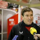 NIgel Clough after the Sky Bet League 2 match against Crawley Town FC at The Broadfield Stadium, Saturday 16 December2023 
Photo credit -  Chris & Jeanette Holloway / The Bigger Picture.media