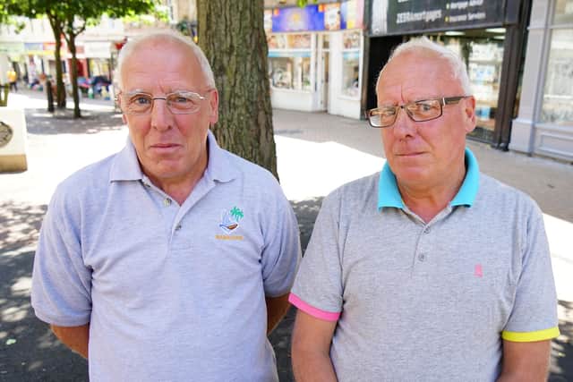Twin brothers Mark and Martin Smith in Mansfield town centre.