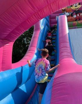 The fun day included inflatable attractions.