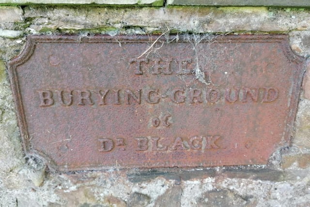 Old Kirk cemetery, Kirkcaldy - plaque marks the final resting place of Dr Black.