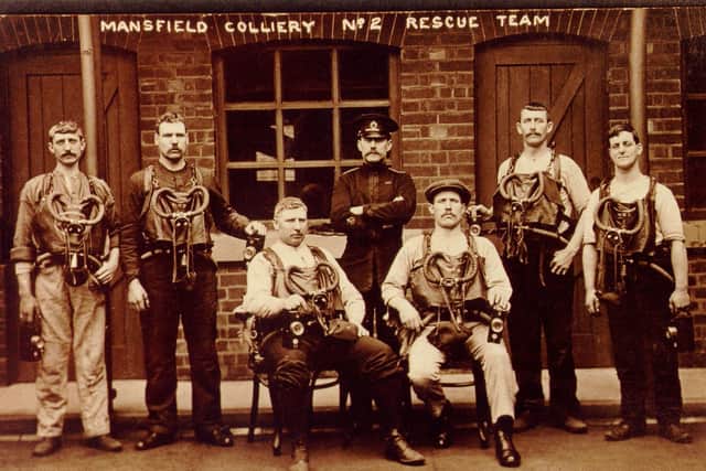 A Mansfield mines rescue team from the mid-1900s.