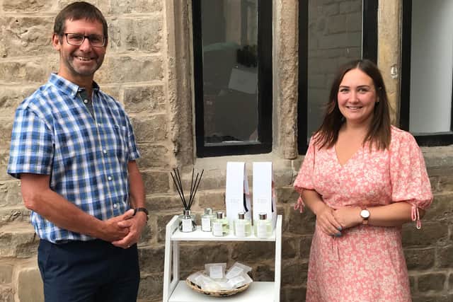 Mansfield mayor Andy Abrahams with Emma Gilnicz from Burner and Wick