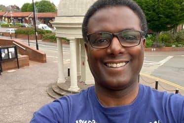 MP Darren Henry pictured at Kimberley's war memorial during a training session.