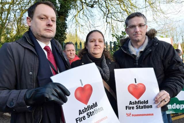 Councillors Jason Zadrozny, Samantha Deakin and Matt Relf with the Valentine’s Day cards at the protest in February 2018.