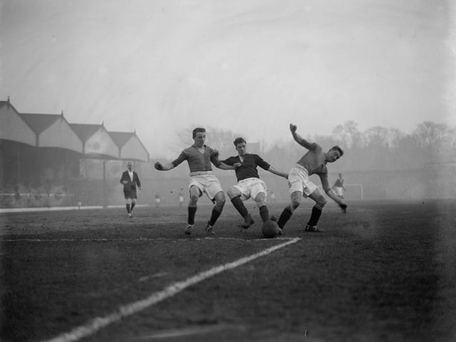 Action as Stags face Arsenal at Highbury on 26th January 1929.