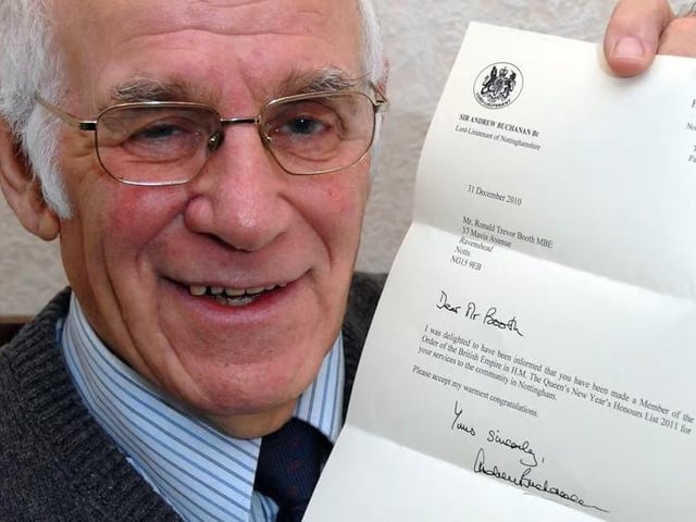 January, 2011, saw fundraiser Mr Ron Booth awarded with an MBE in the New Year's Honours list for his work in the community.