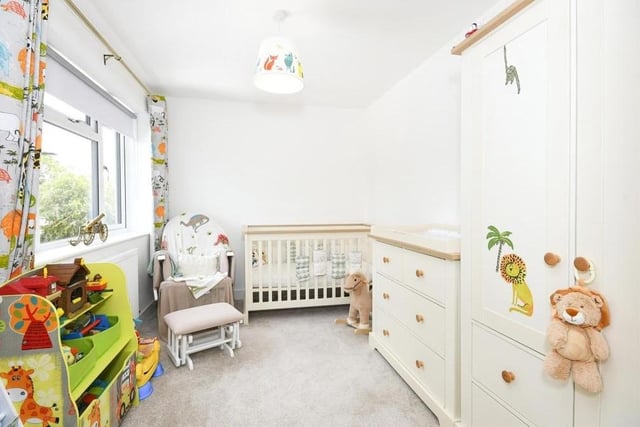 Another child-friendly room is the fourth bedroom at the front of the house. With a carpeted floor, there is plenty of space for cupboards, wardrobes and drawers.