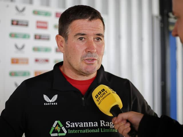 Mansfield Town manager Nigel Clough post match interview. Photo by Chris & Jeanette Holloway / The Bigger Picture.media