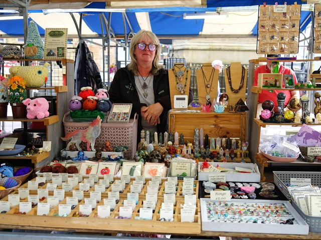Fiona Horner of Clear Water Crystals stall.