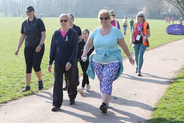 The record time for the five-kilometre course at the Mansfield parkrun is 15 minutes, 18 seconds, achieved by Sam Johnson in July, 2019. But many participants aren't interested in chasing records. A gentle stroll is good enough for this group.
