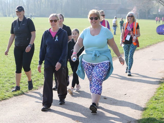 The record time for the five-kilometre course at the Mansfield parkrun is 15 minutes, 18 seconds, achieved by Sam Johnson in July, 2019. But many participants aren't interested in chasing records. A gentle stroll is good enough for this group.