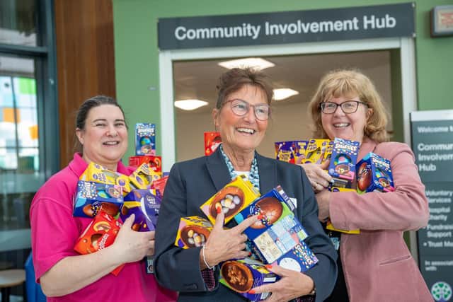 David Wilson Homes delivered Easter eggs to staff at King's Mill Hospital. Photo: Steve Baker