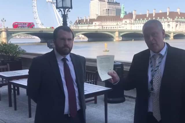 Jonathan Gullis MP and Lee Anderson MP promote the Desecration of War Memorials Bill first reading - Facebook/Lee Anderson