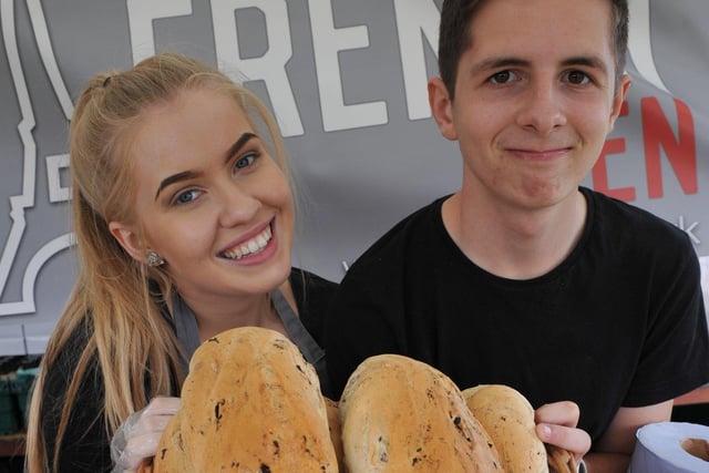 Gabrielle Guthrie and Liam Gridlestone were pictured selling fresh bread at the Great North Feast Food Festival, in Bents Park in 2017.