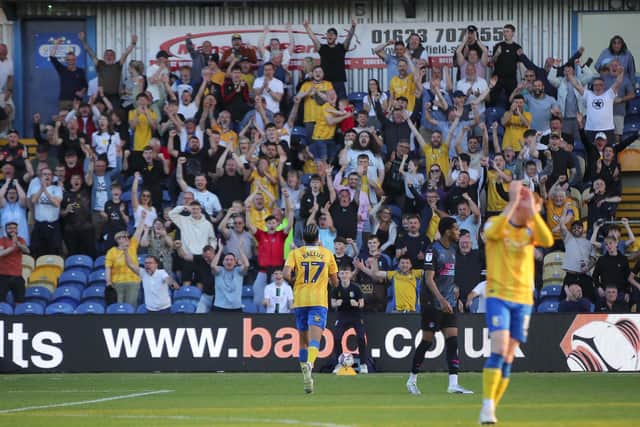 Keanu Baccus celebrates his goal during the Sky Bet League 1 match against Peterborough Utd FC at the One Call Stadium, 30 April 2025, Photo credit Chris & Jeanette Holloway / The Bigger Picture.media